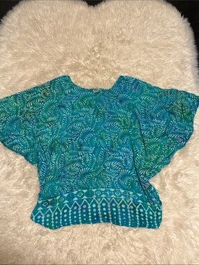 One size Boho Breeze Teal & Turquoise Printed Women’s Blouse